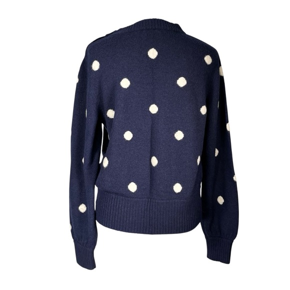 J. Crew Navy Polka Dot Sweater Merino Wool Alpaca Dark Blue Warm Pullover Medium - Picture 4 of 14